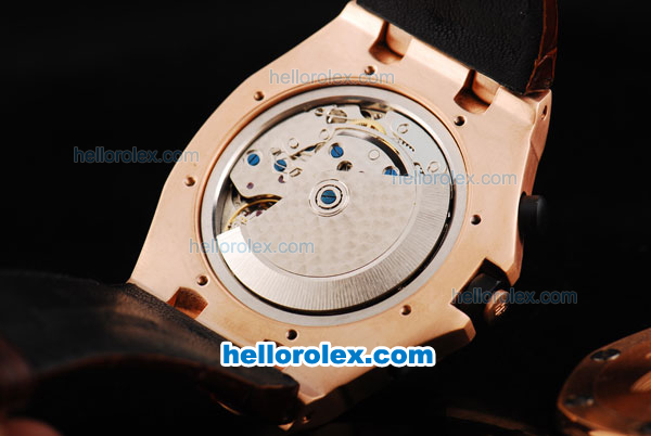 Audemars Piguet Royal Oak Swiss Valjoux 7750 Movement RG Case with White Dial and White Numeral Marker-Brown Leather Strap - Click Image to Close